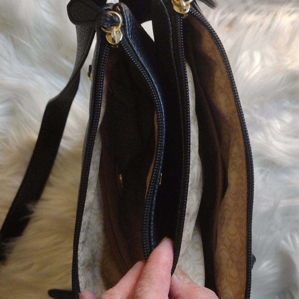 Shoulder/cross body Black leather like bag 9 1/2x12 - Picture 4 of 15